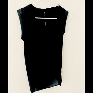 IMPROVD Black Cowl Neck Jersey Front Sheer Tunic